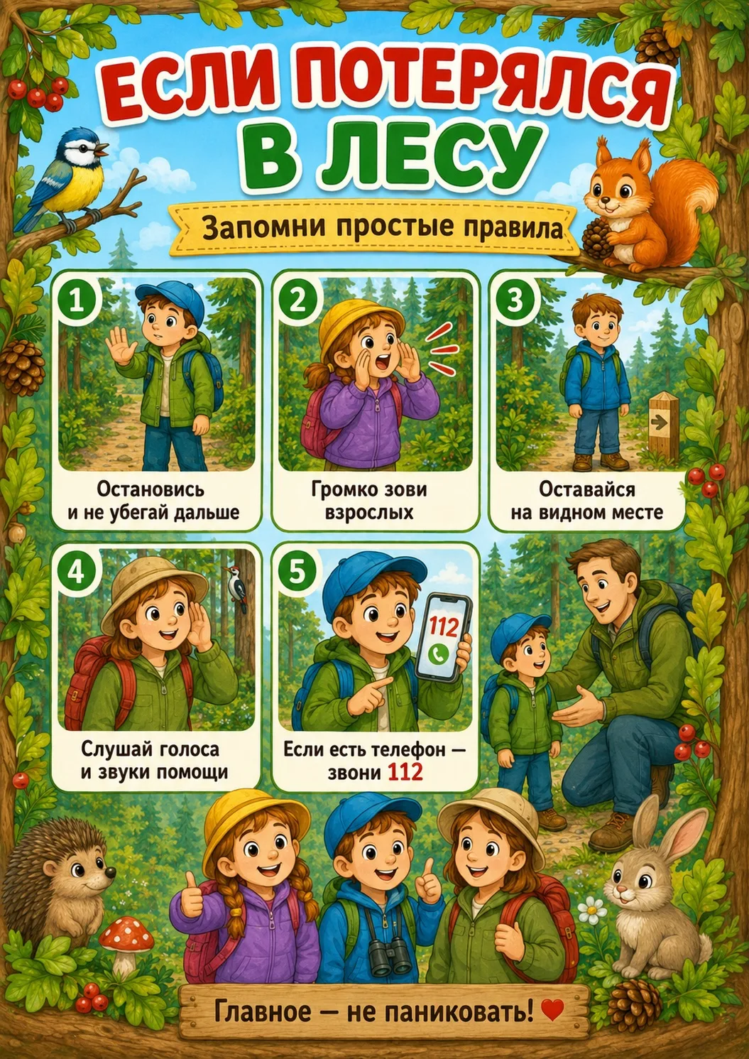 ❗️Безопасность важна не только на дороге, дома или на воде, но и в лесу! 🌲
