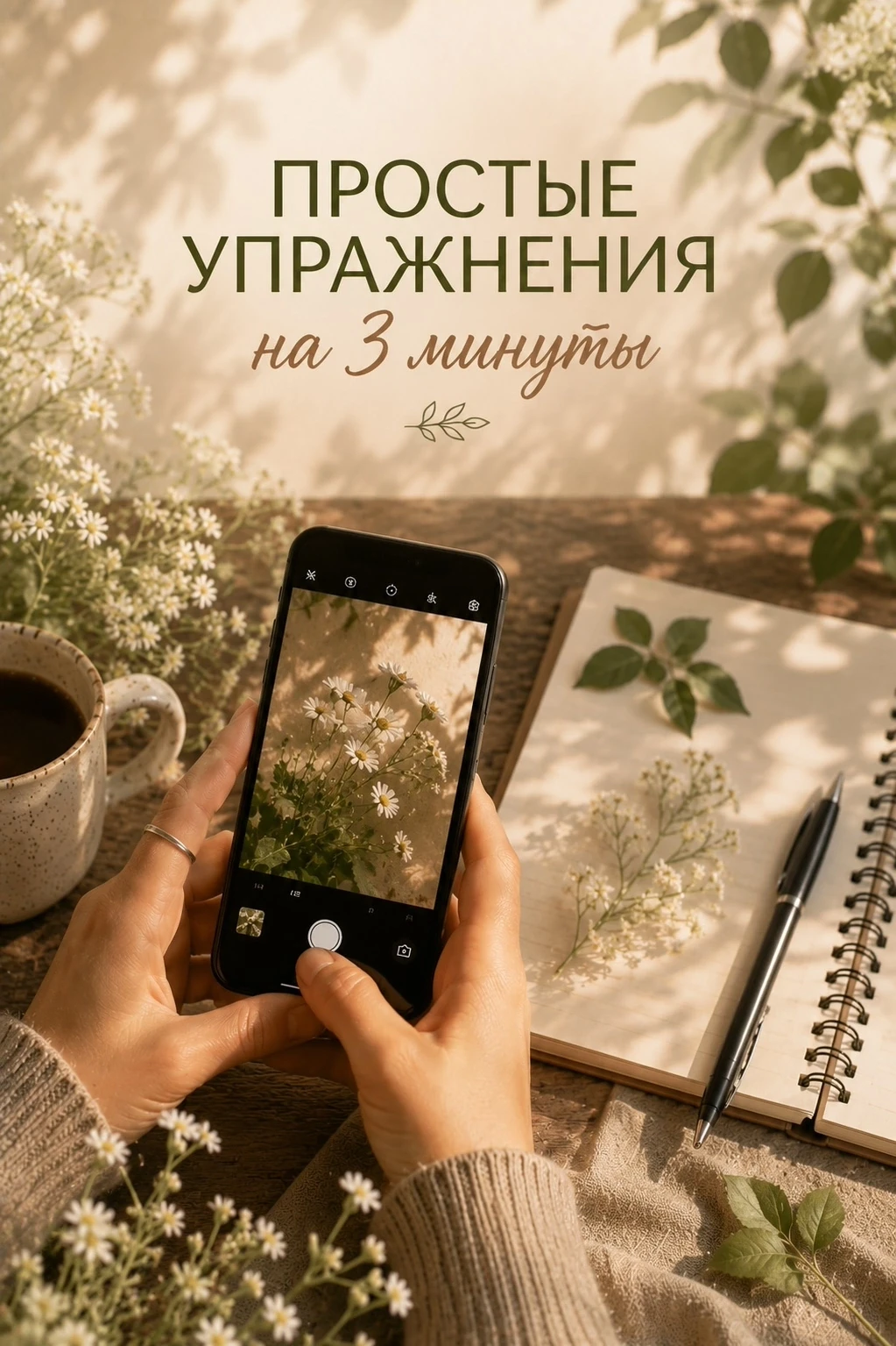Простое упражнение на 3 минуты
Попробуйте прямо сегодня.
Во время прогулки найдите и сфотографируйте