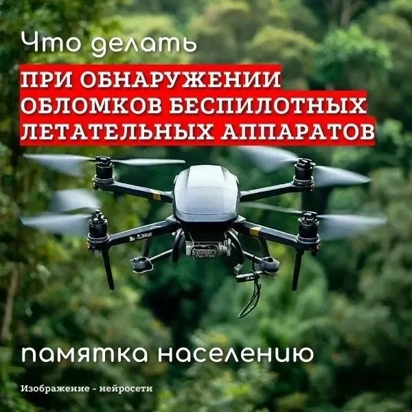 При обнаружении обломков беспилотного летательного аппарата (БПЛА) важно действовать бы...