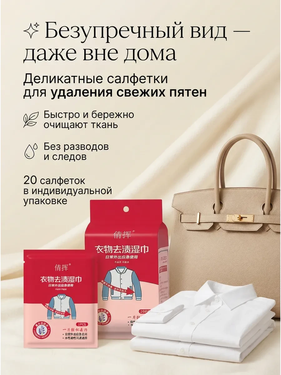 ⚡️ Салфетки от пятен на одежде влажные пятновыводящие, The Tagievs