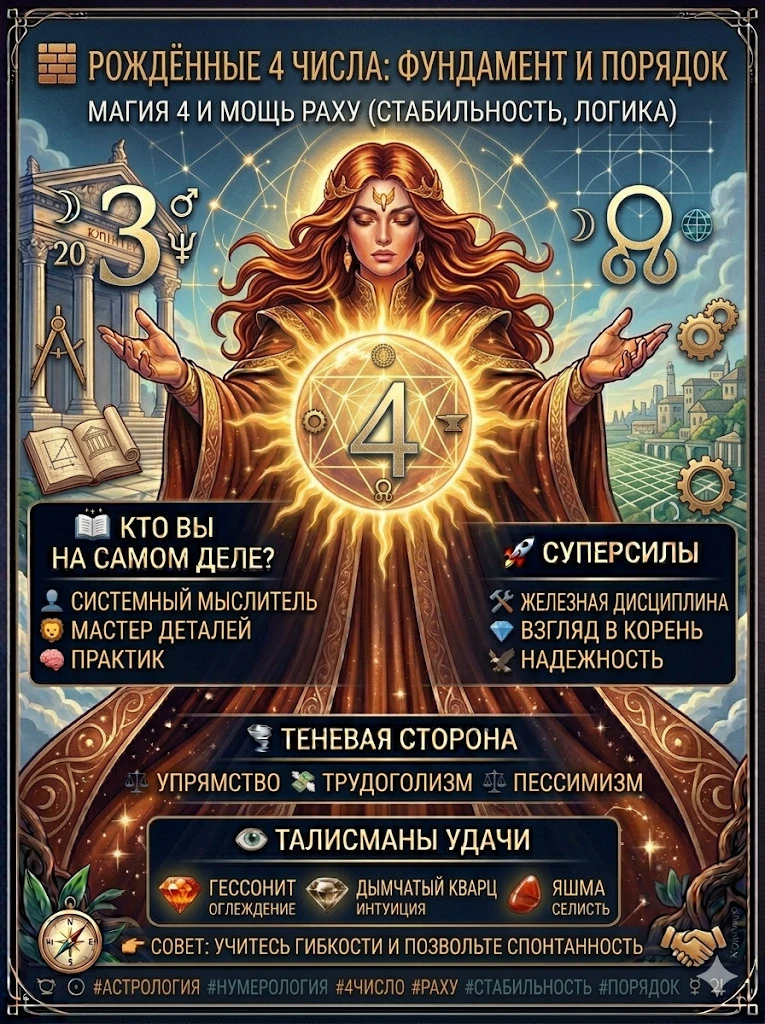 🧱 Фундамент и Порядок: Магия числа 4
