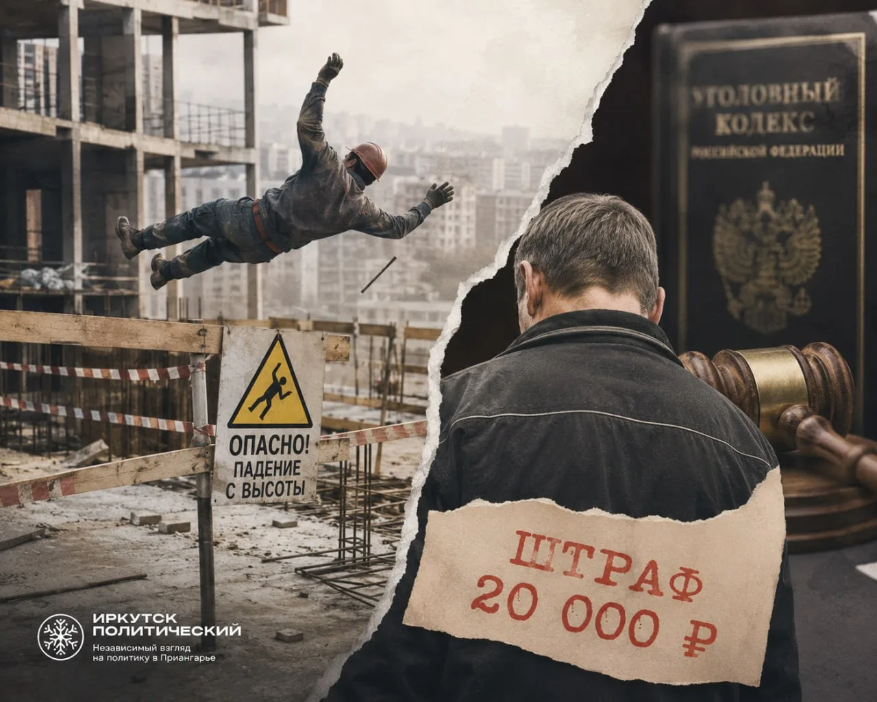 Арматурщик получил тяжкий вред после падения со стройки в Иркутске. Мастеру дали штраф.