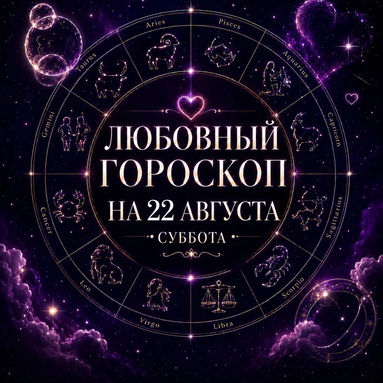 ⭐️Любовный гороскоп на 22 августа субботу