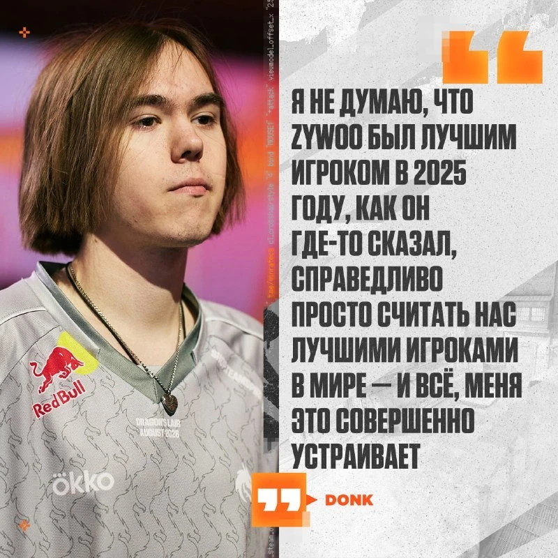 💪 Я просто считаю, что мы лучшие — donk рассказал, что ему без разницы на звание топ-1