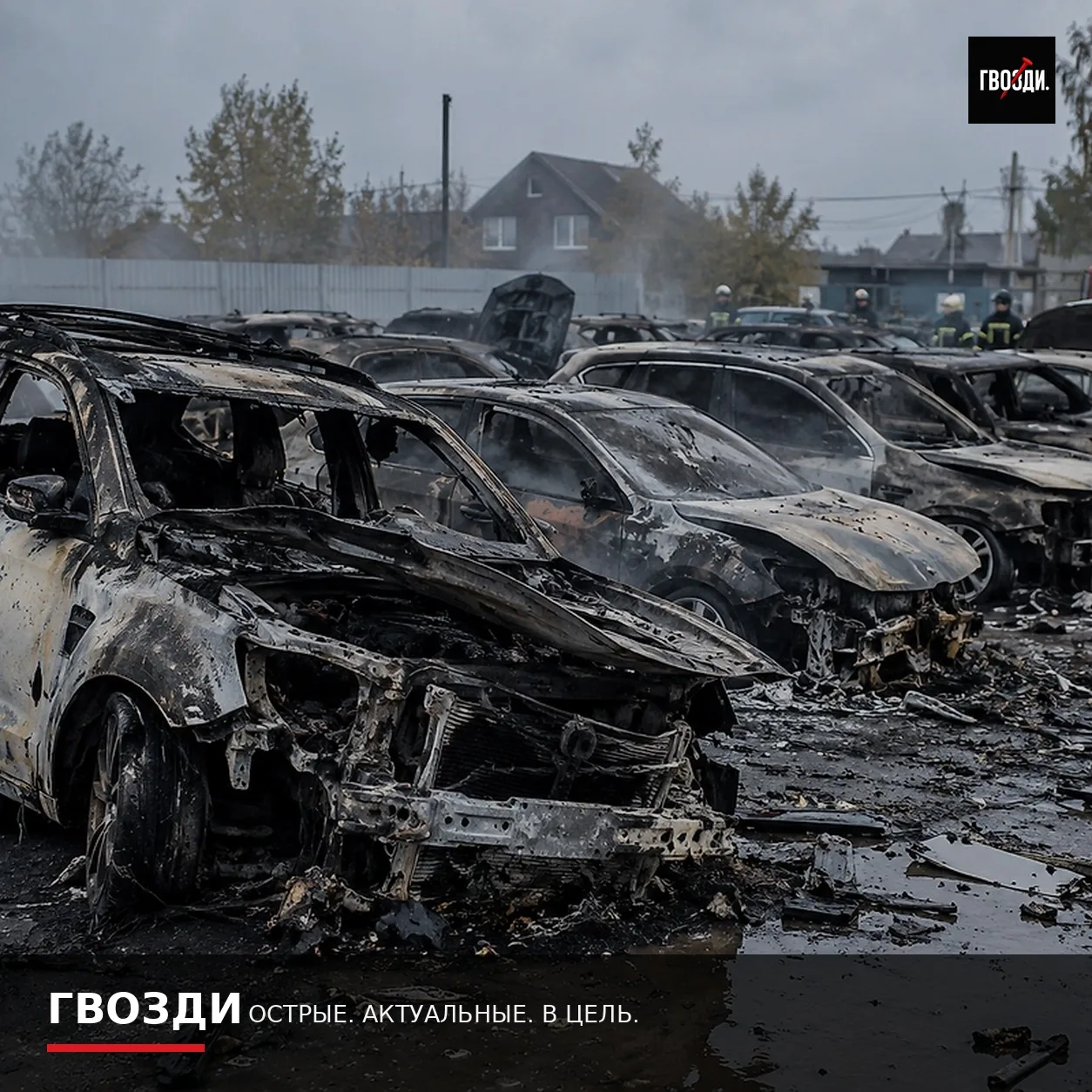 БПЛА упал на парковку в Подмосковье: повреждены 19 машин