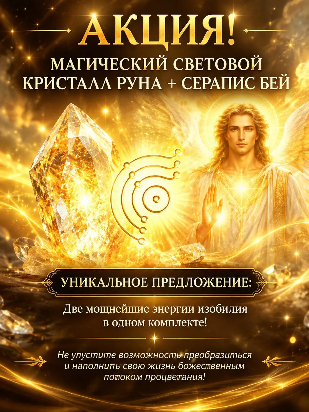 🌟 МАГИЧЕСКИЙ СВЕТОВОЙ КРИСТАЛЛ РУНА + СЕРАПИС БЕЙ 🌟