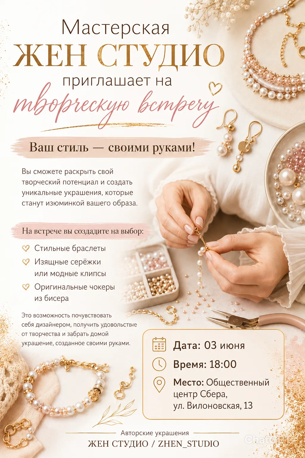 Мастерская https://vk.com/zhen__studio|ЖЕН СТУДИО приглашает на творческую встречу по с...