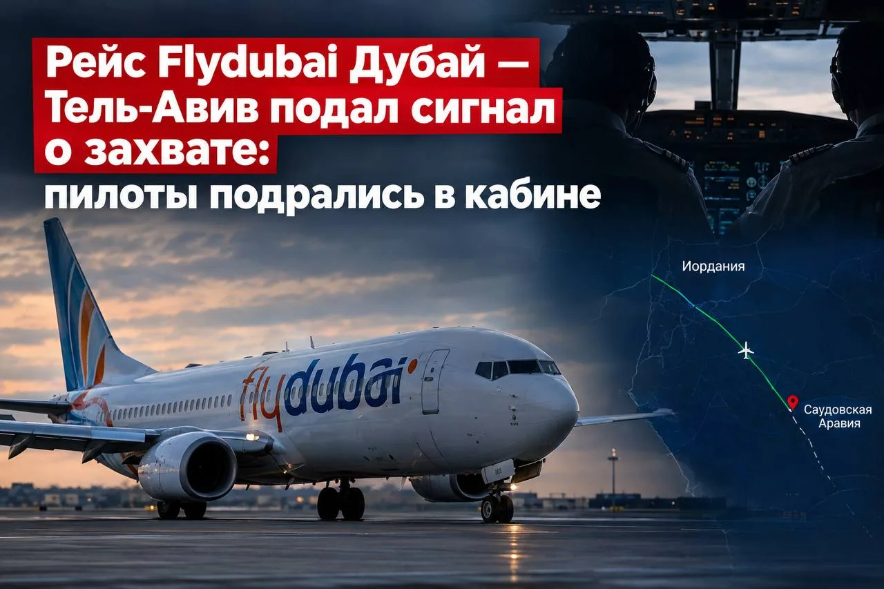 Рейс Flydubai Дубай — Тель-Авив подал сигнал о захвате: пилоты подрались в кабине