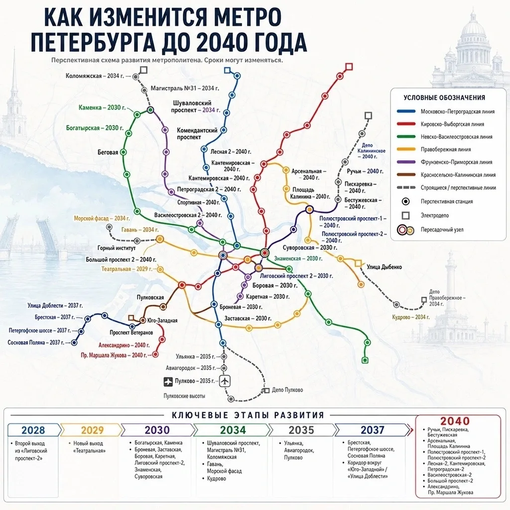 🚇 Метро Петербурга до 2040: