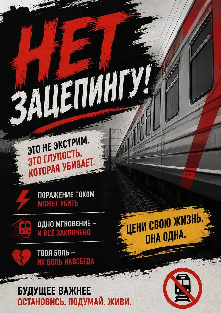 ⚡️ Опасность экстремального поведения подростков на железнодорожном транспорте