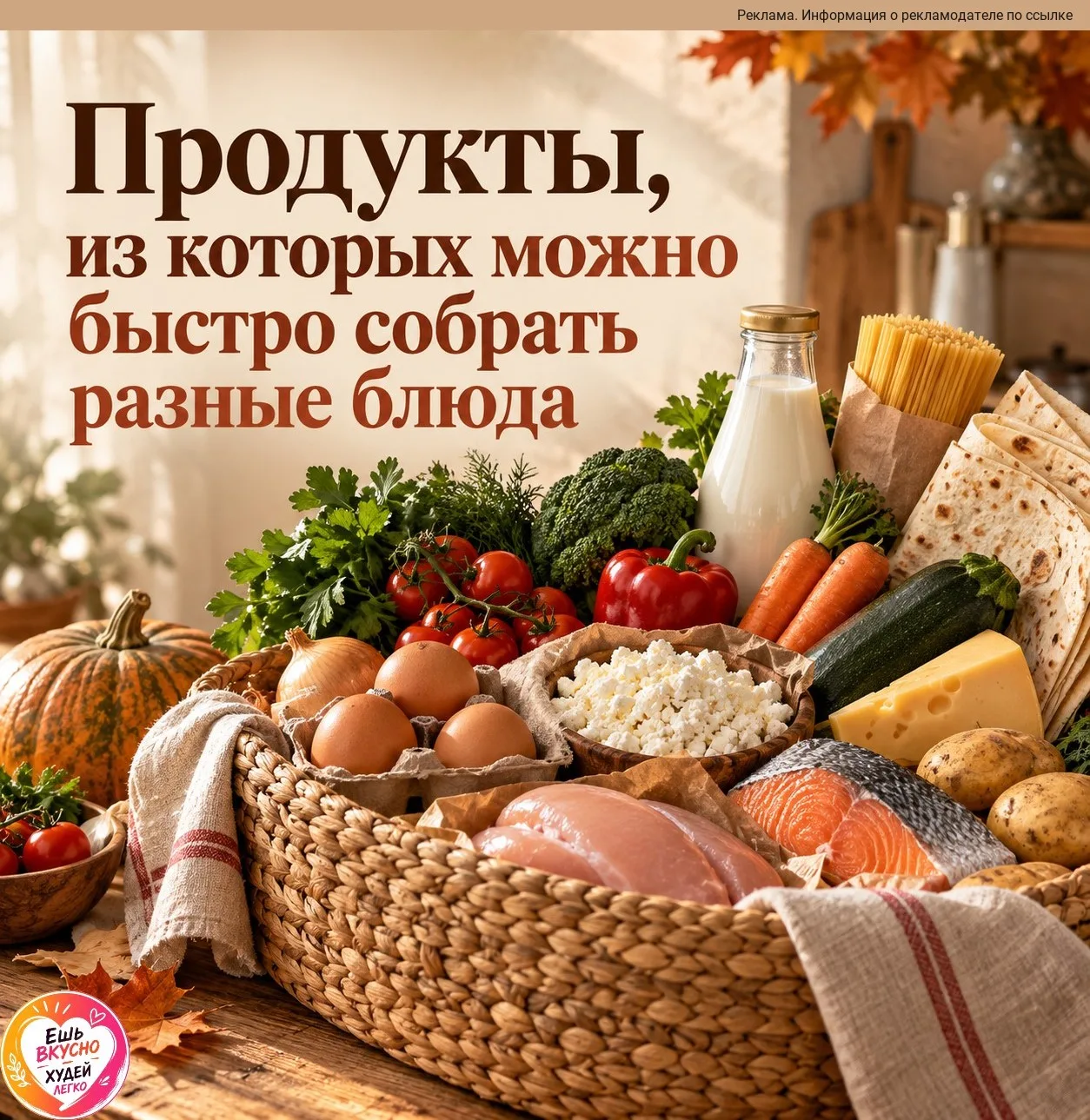 🍽 Продукты, из которых можно быстро собрать разные блюда