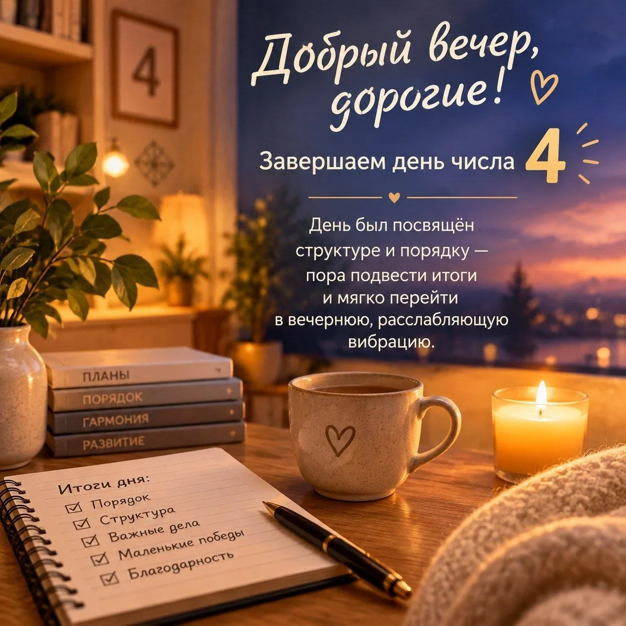 Добрый вечер, дорогие! Завершаем день числа 4