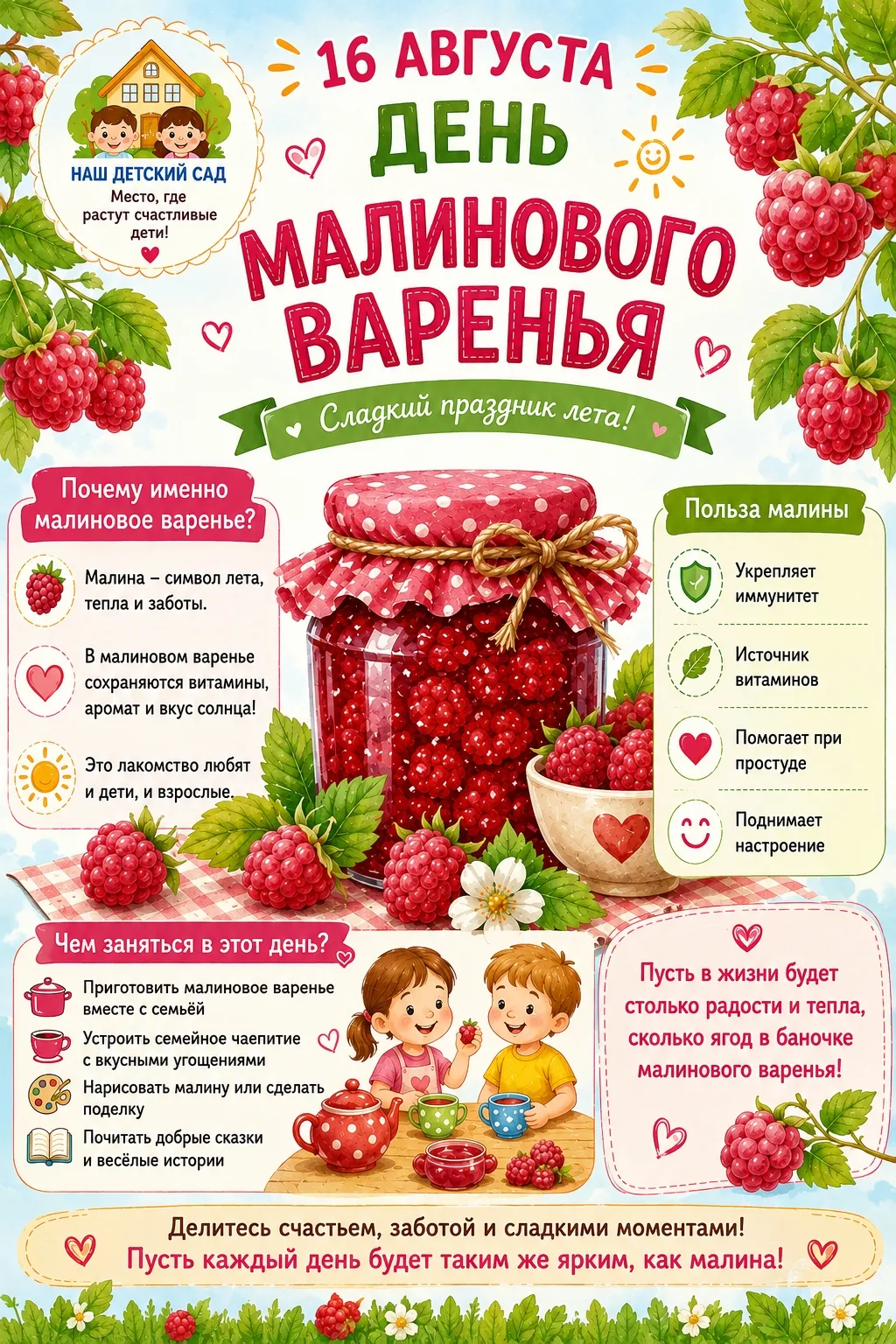 🍓16 августа — День малинового варенья!