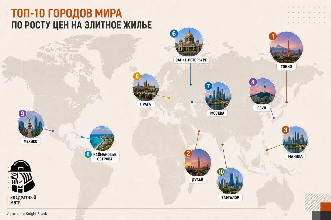 ✅ Москва больше не лидер по росту цен на элитное жильё — впереди Токио и Дубай
