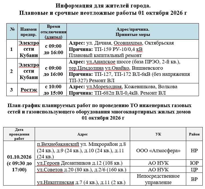 Информация для жителей города.