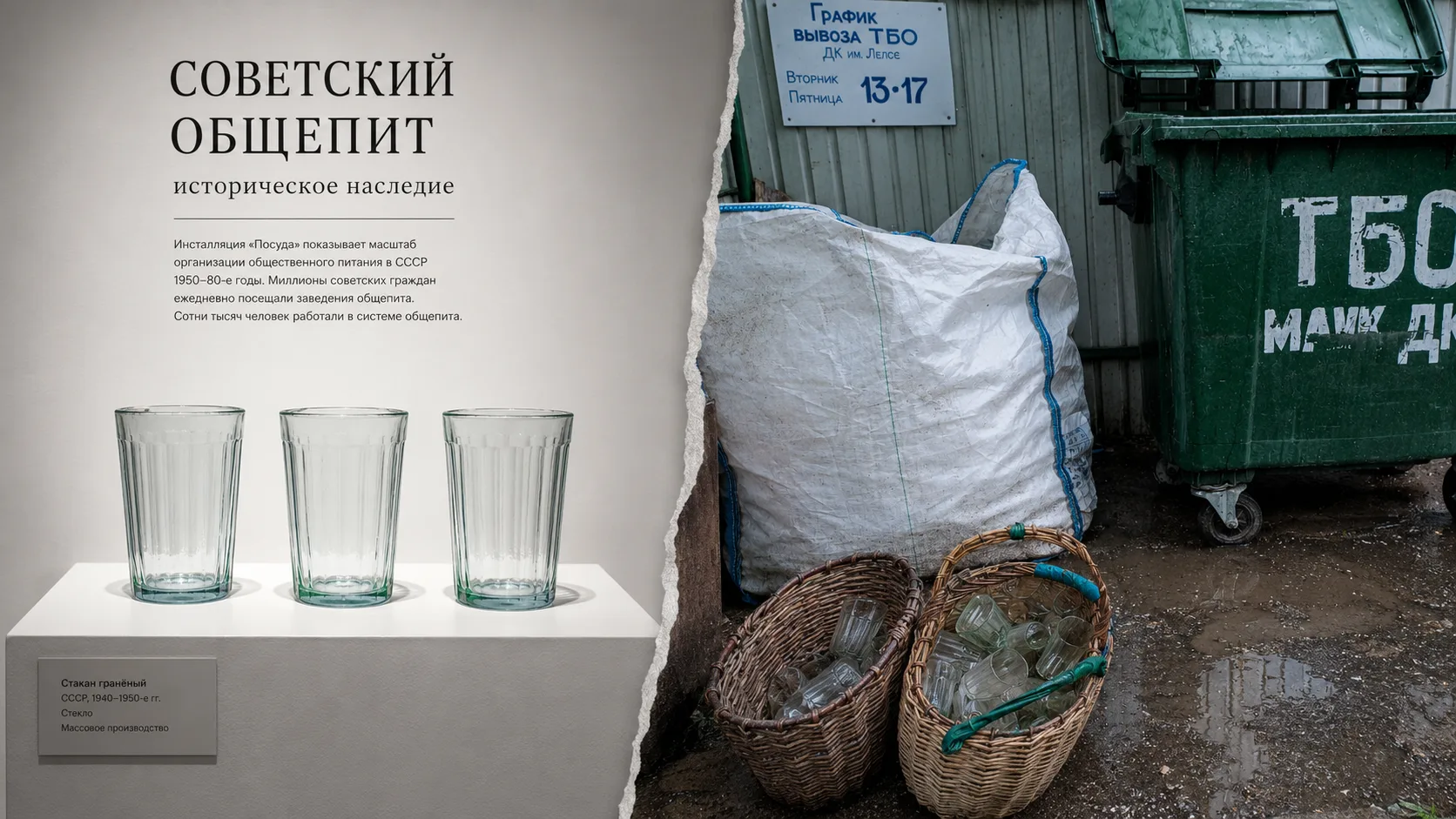 Вот так и живём, товарищи: одной рукой торжественно режем ленточки на выставке  “Советский общепит. 