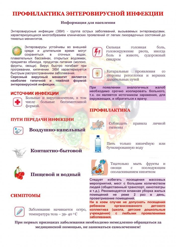 🦠 Энтеровирусная инфекция: памятка для родителей