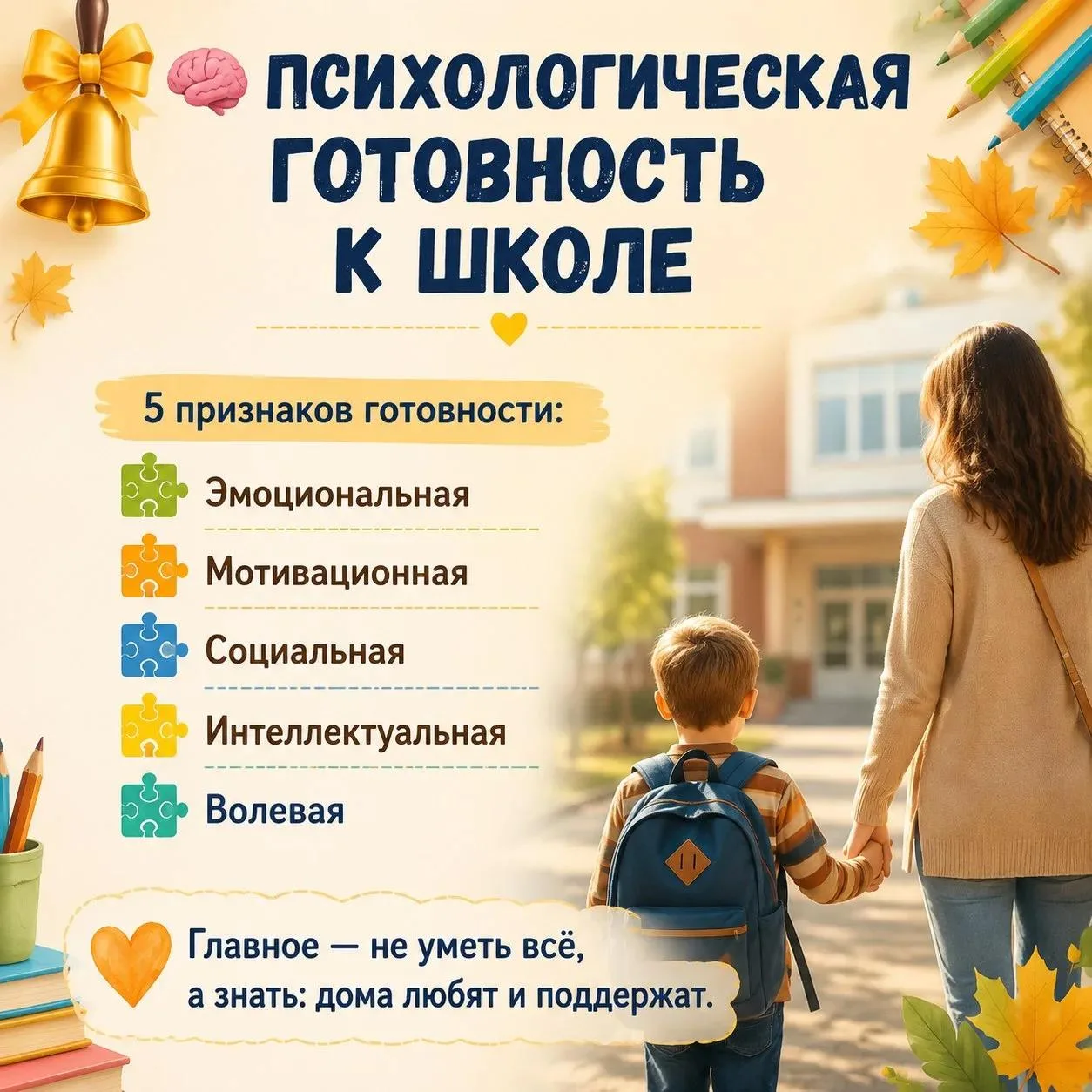 🧠 Психологическая готовность к школе: что важно знать родителям