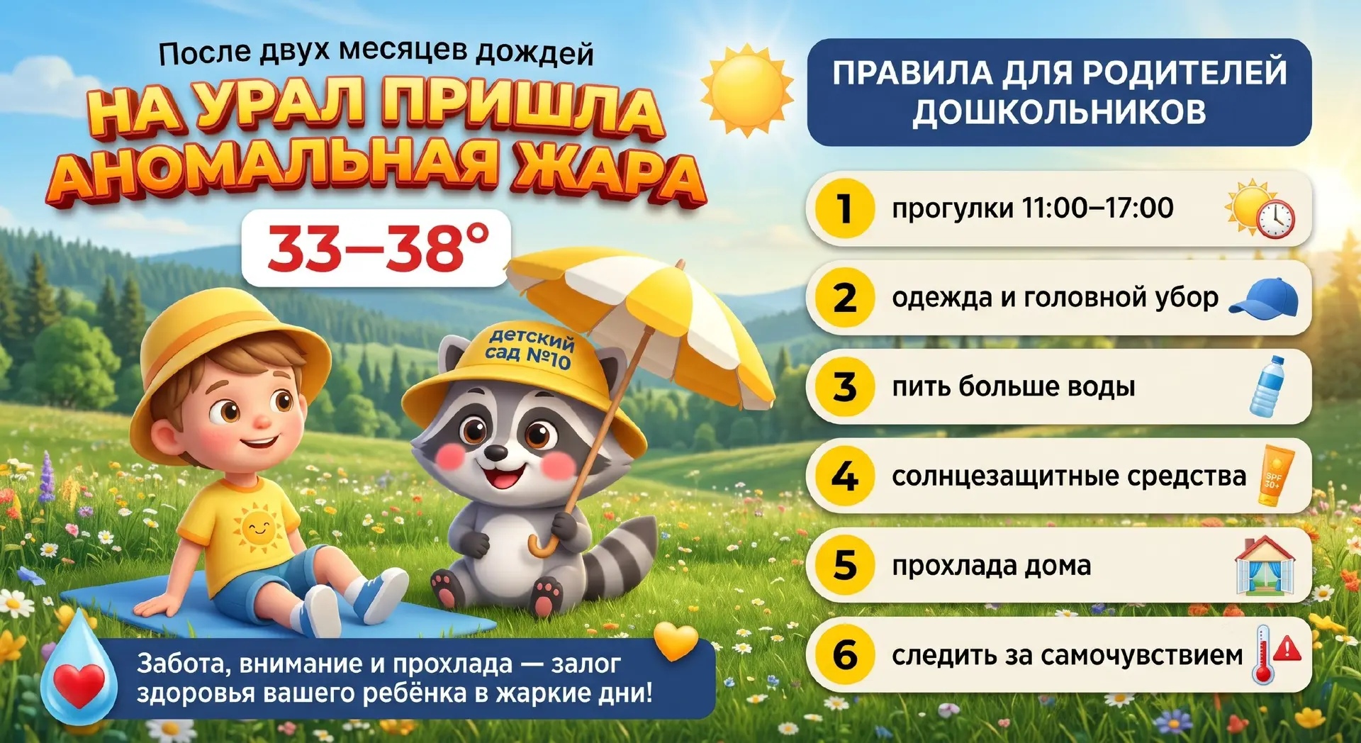 Правила для родителей! В жару 🌤️🔥