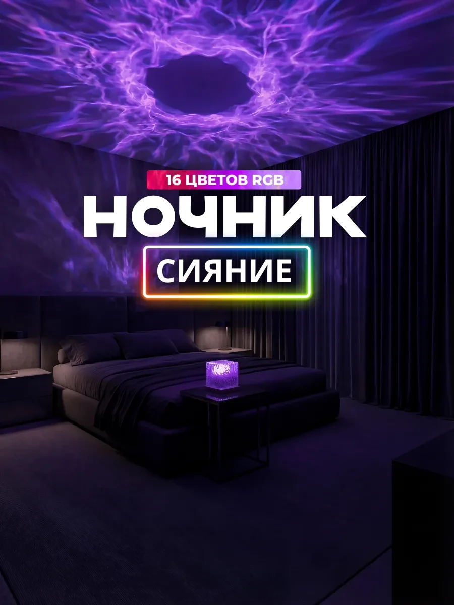 ⚡️ Ночник звездное небо, северное сияние, LunaGlow Aura