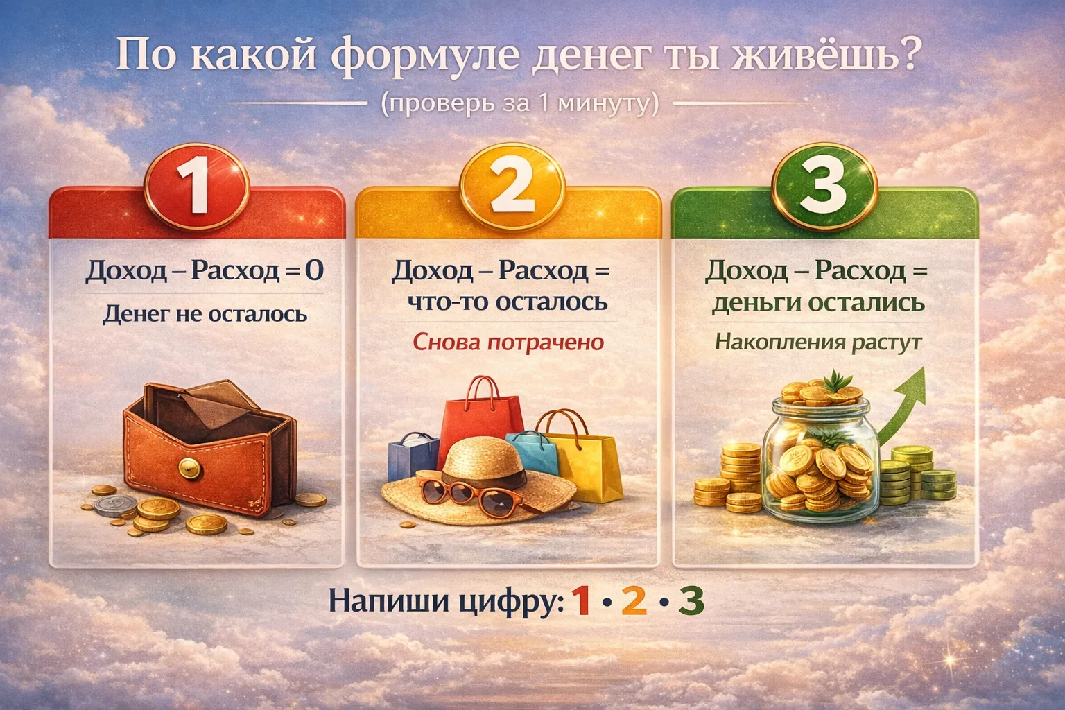 По какой формуле денег ты живёшь? (проверь за 1 минуту)