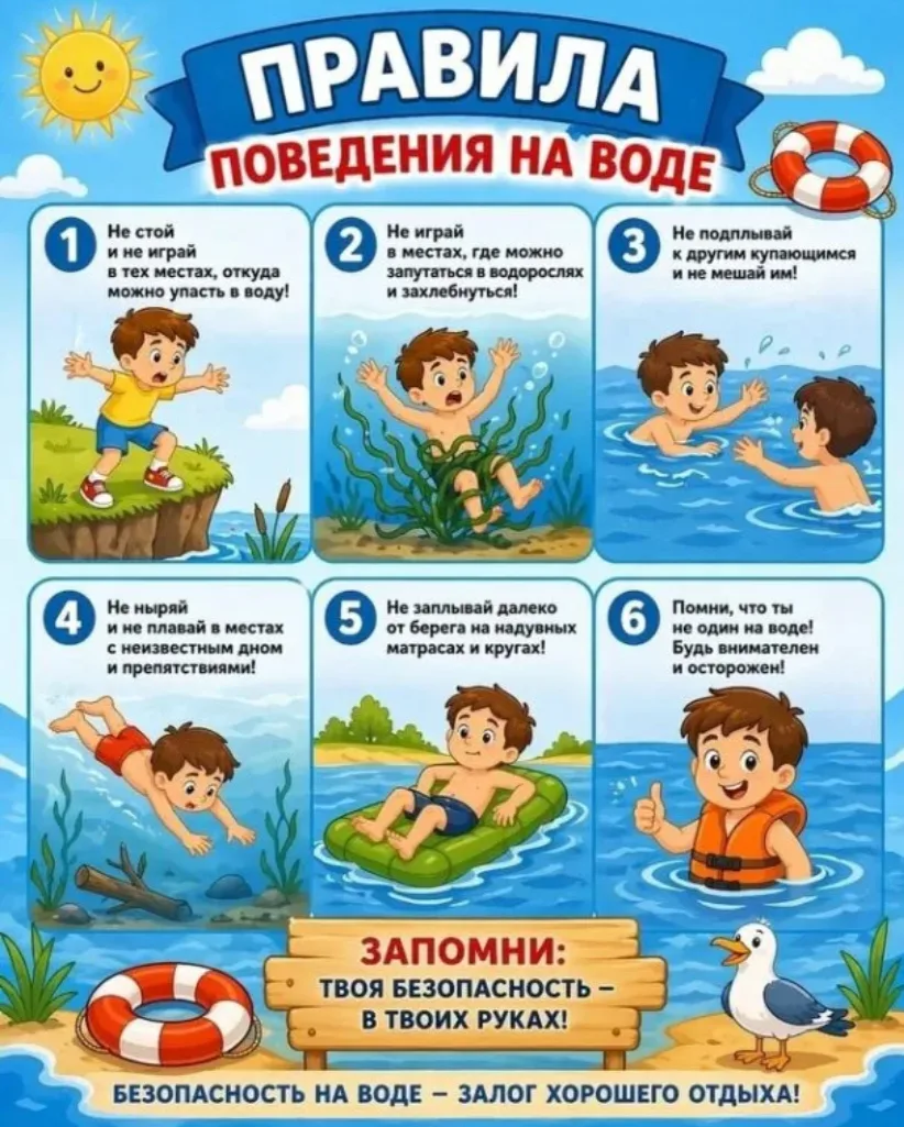 Уважаемые родители❗️❗️❗️
Лето — время отдыха у воды и безопасность детей всегда на первом месте. Пре