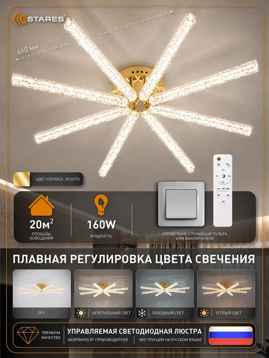 ✨ Люстра потолочная светодиодная на кухню, прихожую и спальню