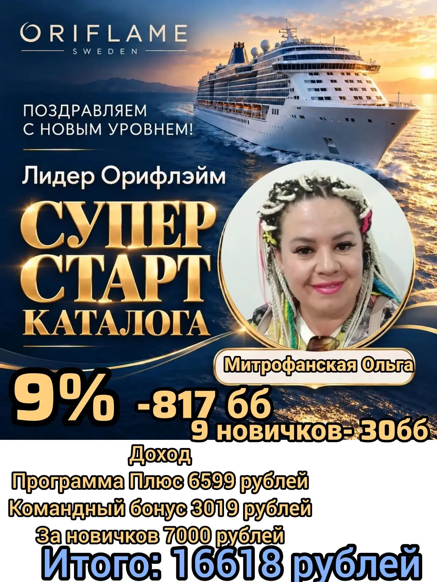 Утро моё началось с приятных моментов, пришла зп за неделю от Орифлейм 😇
