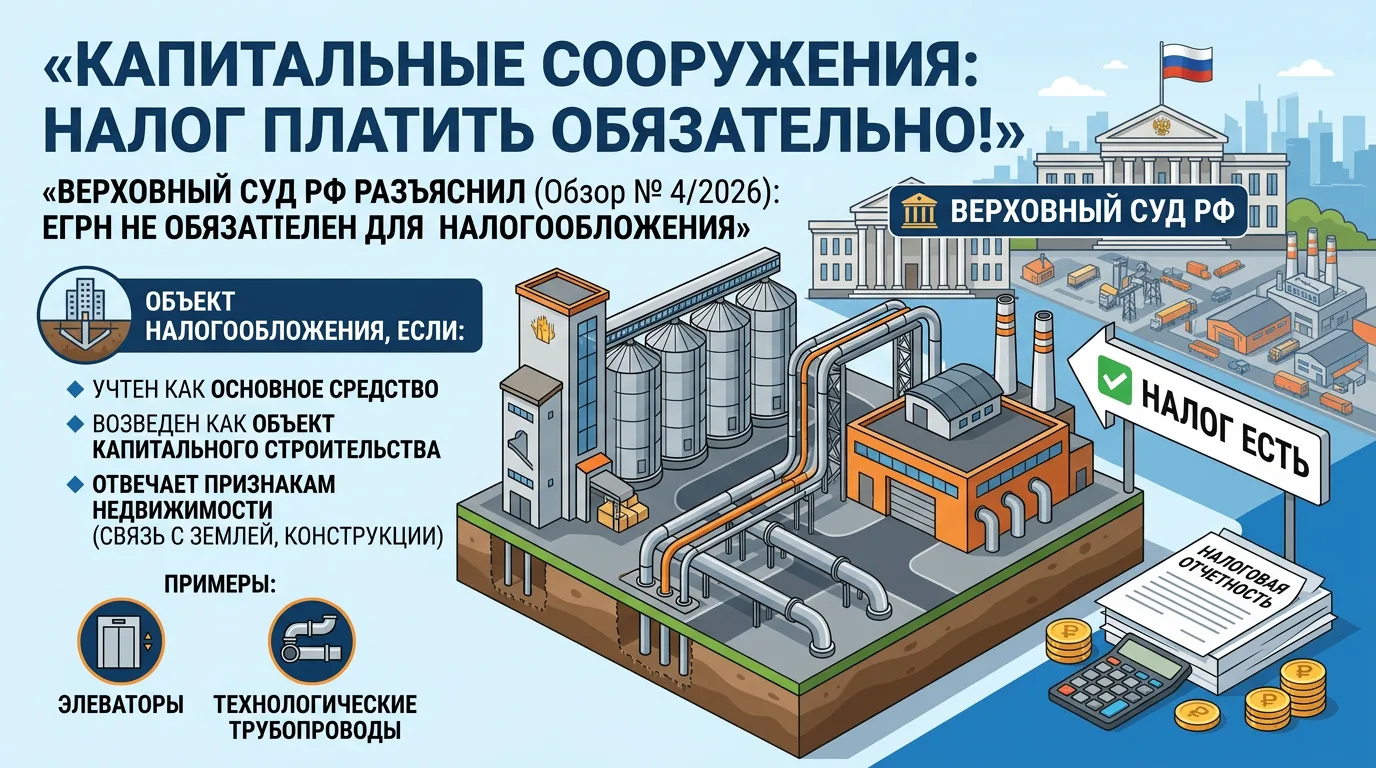🏛 Верховный Суд разъяснил: капитальные сооружения облагаются налогом, даже без регистр...