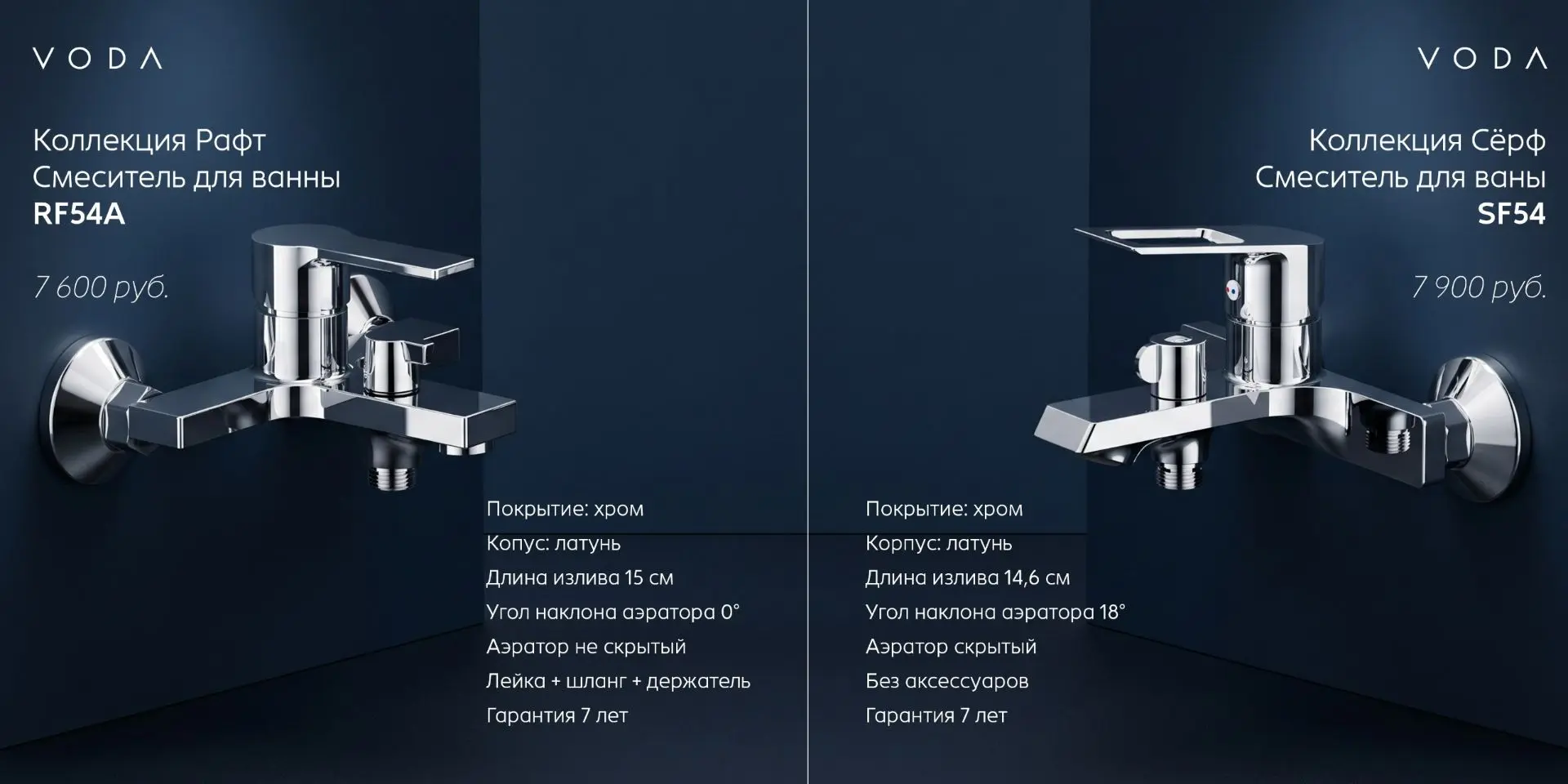 Сегодня сравниваем смесители для ванны:
— RF54A — коллекция Рафт
— SF54 — коллекция Сёрф

Их я выбра