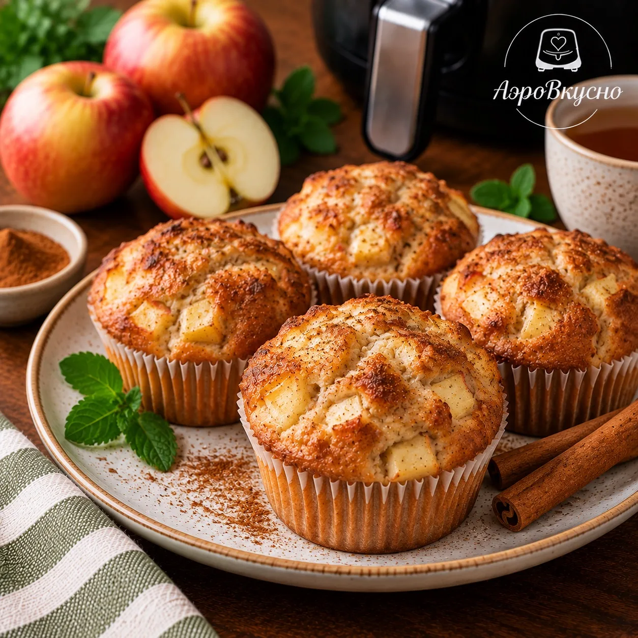 🧁 Маффины с яблоком и корицей в аэрогриле