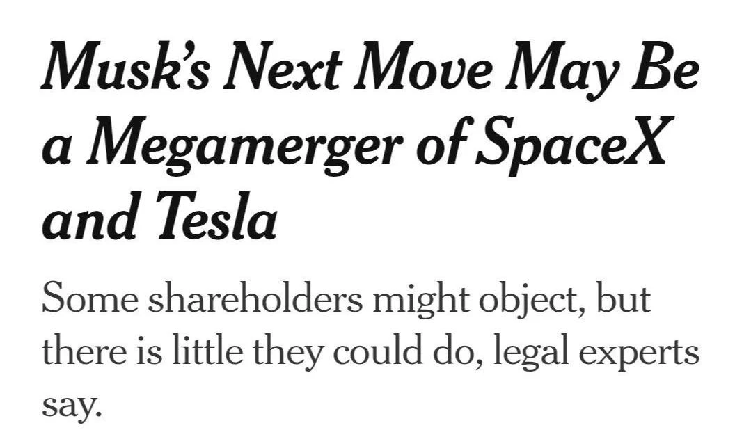 Инвесторы ждут объединения SpaceX и Tesla в одну структуру, которая станет самый дорогой в мире конг