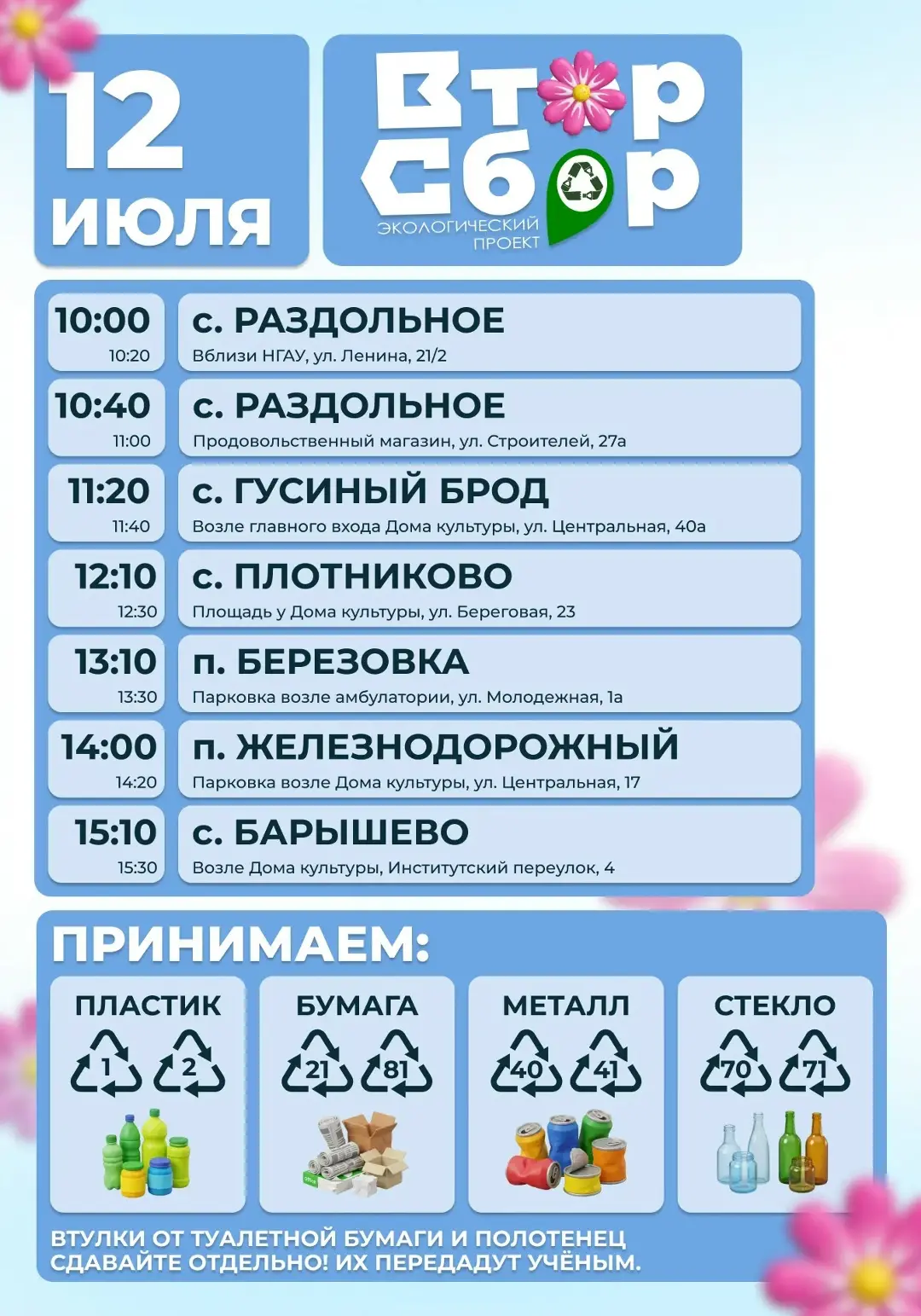 Уважаемые жители Барышевского сельсовета!