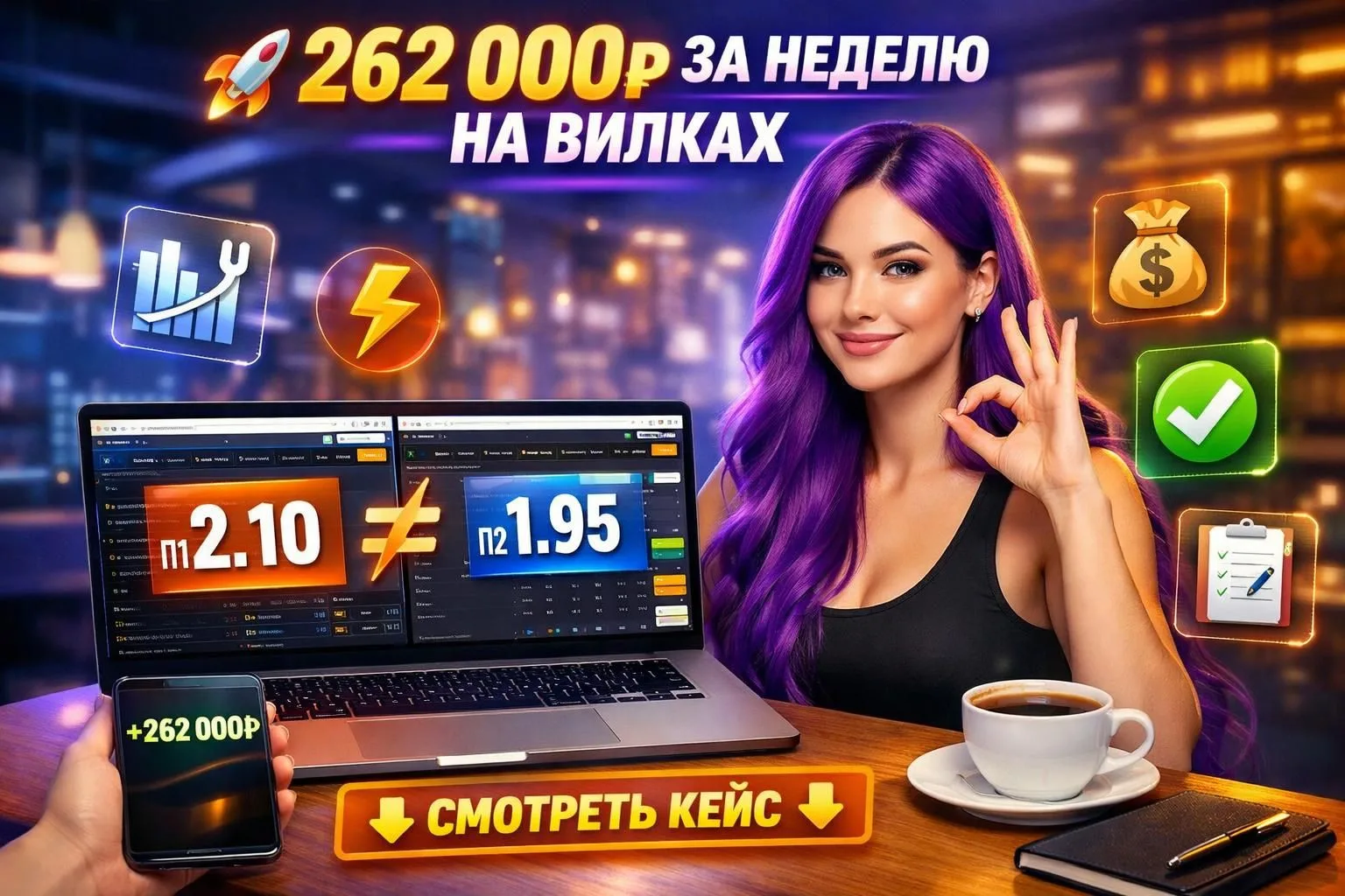 🚀 ЗАРАБОТОК НА ВИЛКАХ: РЕАЛЬНЫЙ КЕЙС — 262 000₽ ЗА НЕДЕЛЮ