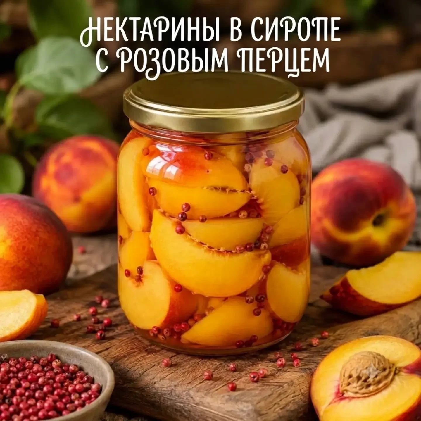 🍑 Нектарины в сиропе с розовым перцем