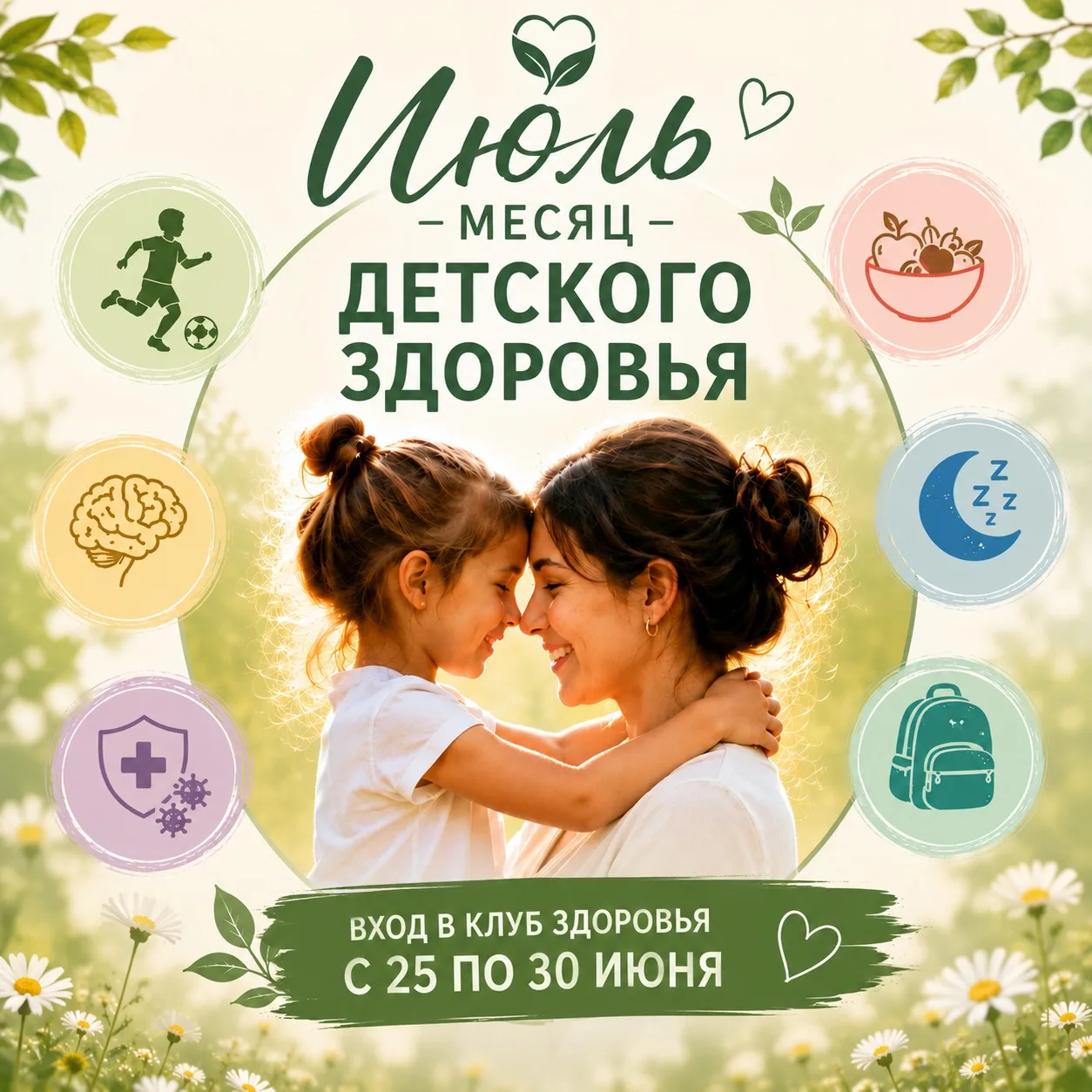 🌿 Июль в Клубе здоровья мы посвящаем самому ценному — здоровью наших детей.