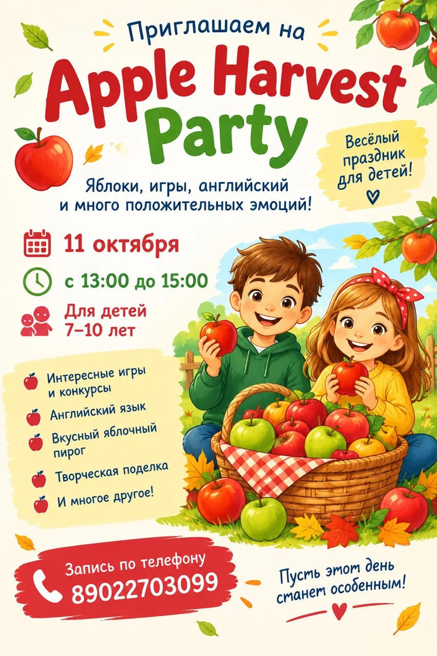 🍎 APPLE HARVEST PARTY — ПРАЗДНИК ЯБЛОК НА АНГЛИЙСКОМ! 🇬🇧