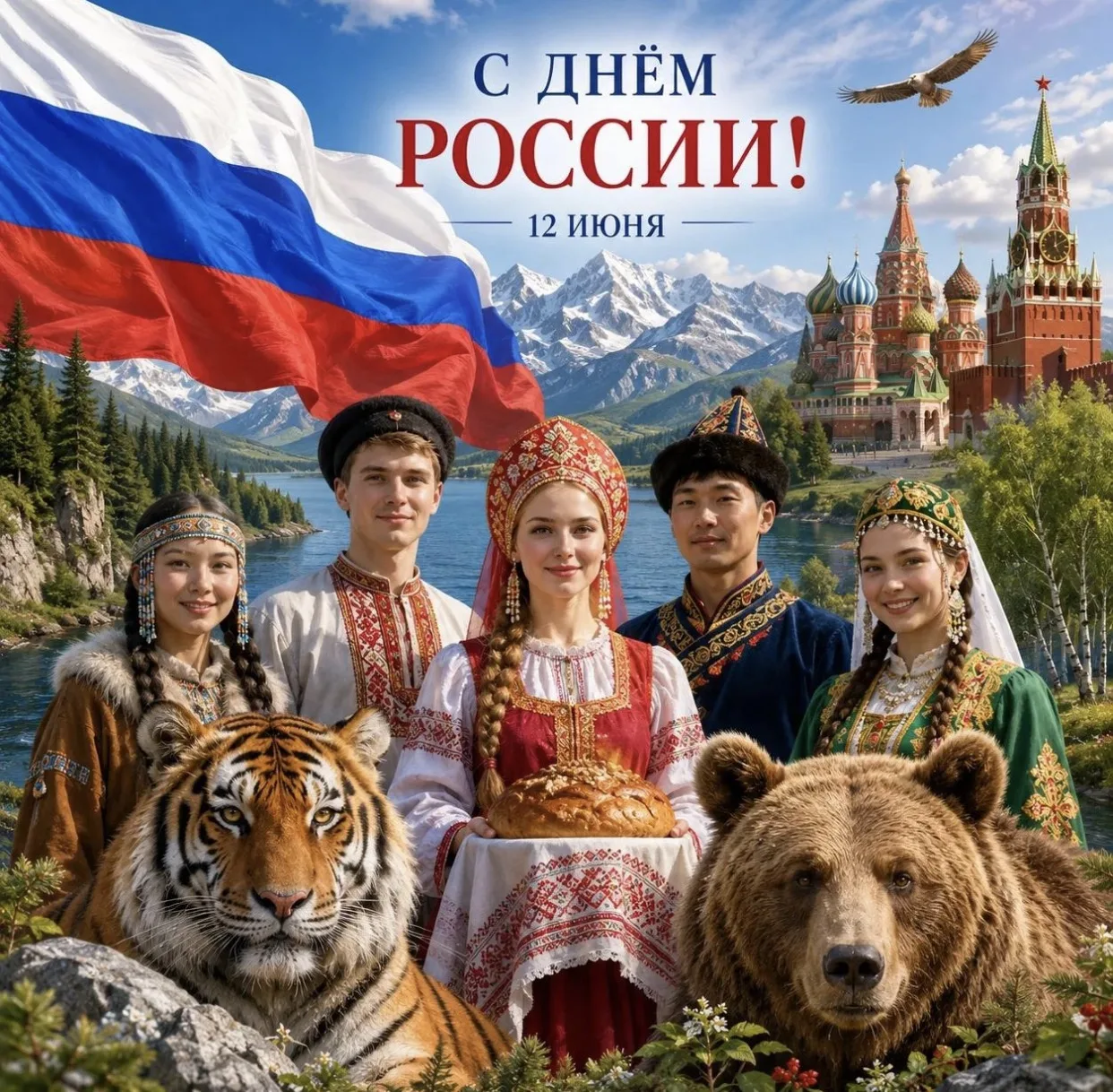 Россия… Какое красивое слово! И роса, и сила, и синее что-то! 
С.Есенин

С праздником, россияне! С Д