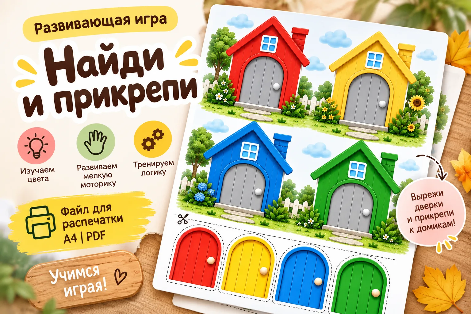🏠 «Найди и прикрепи» простая развивающая игра для малышей 1-2 лет