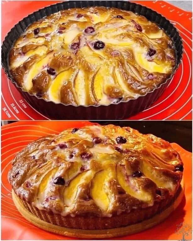 **Пирог на кефире с персиками**