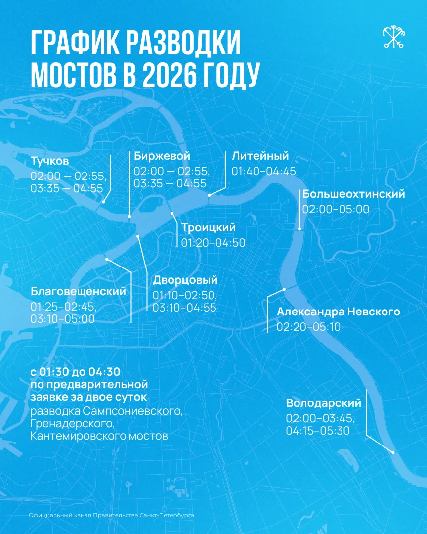 🌉 В Петербурге начинается сезон разводных мостов  В ночь с 9 на 10 апреля Дворцовый и Троицкий мосты