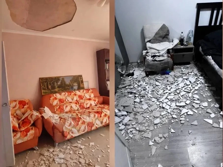 😨 Потолок рухнул в квартире москвички спустя пару месяцев после переезда