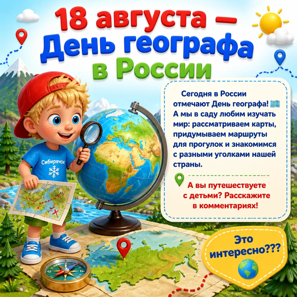 Друзья! Сегодня в России отмечают День географа 🗺️. Мы в саду тоже любим изучать мир —...