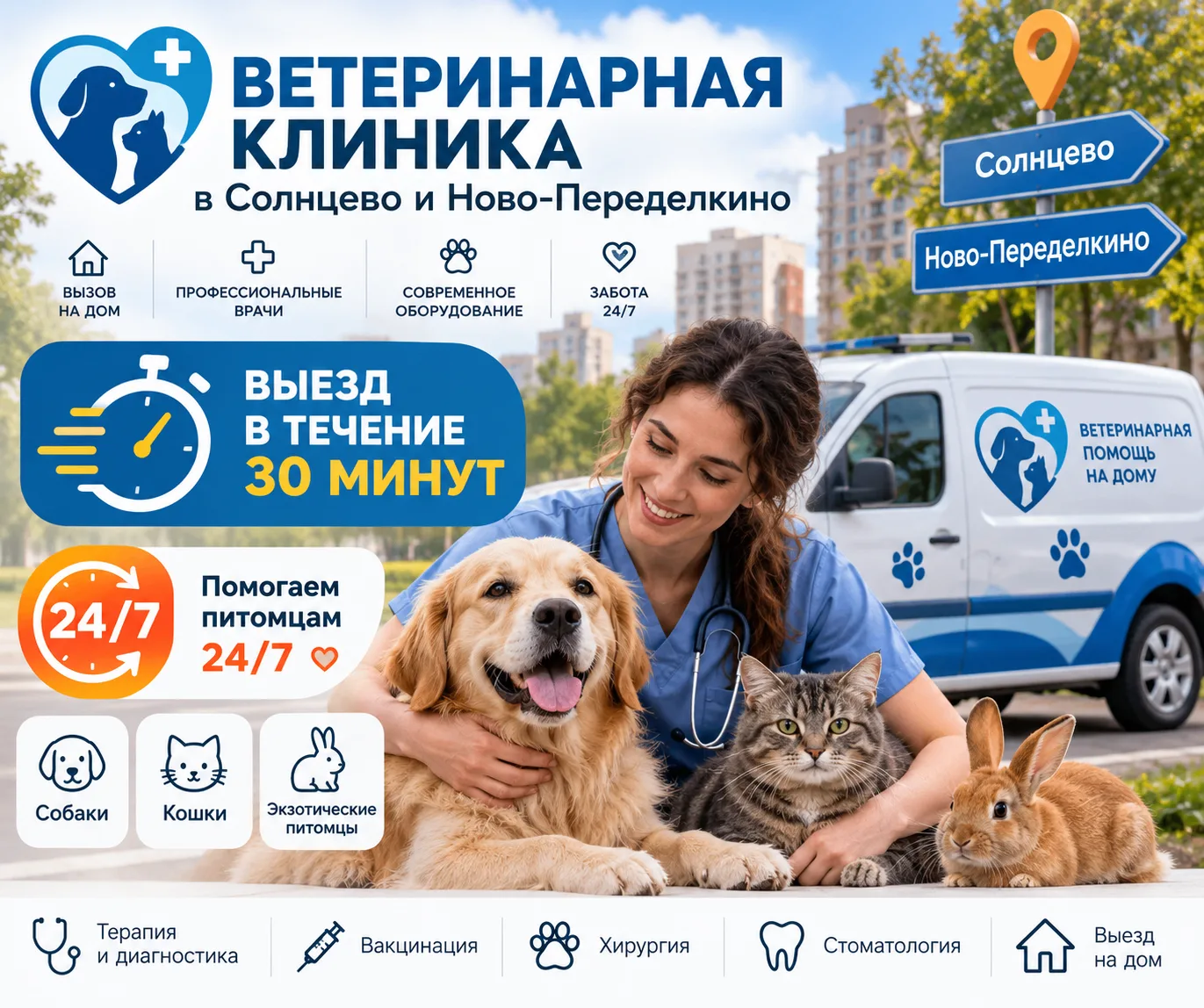 Ветеринарная помощь в Солнцево и Ново-Переделкино