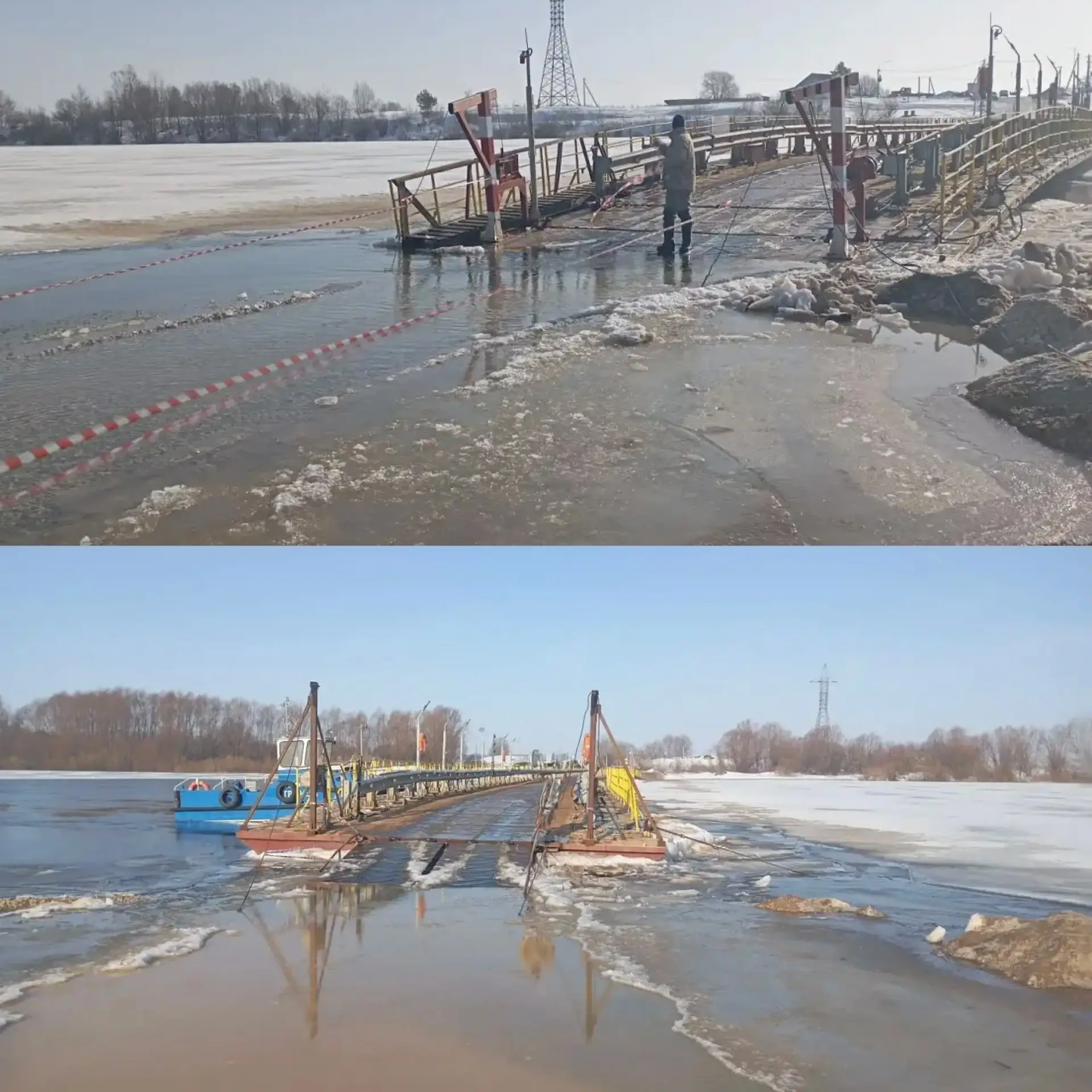 Наплавной мост через р.Ока в районе села ТРОИЦА