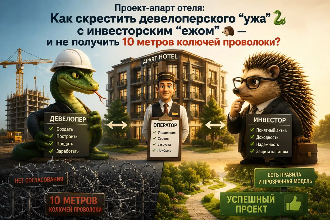 Проект-апарт отеля: Как скрестить девелоперского "ужа"🐍 с инвесторским "ежом"🦔 — и не...