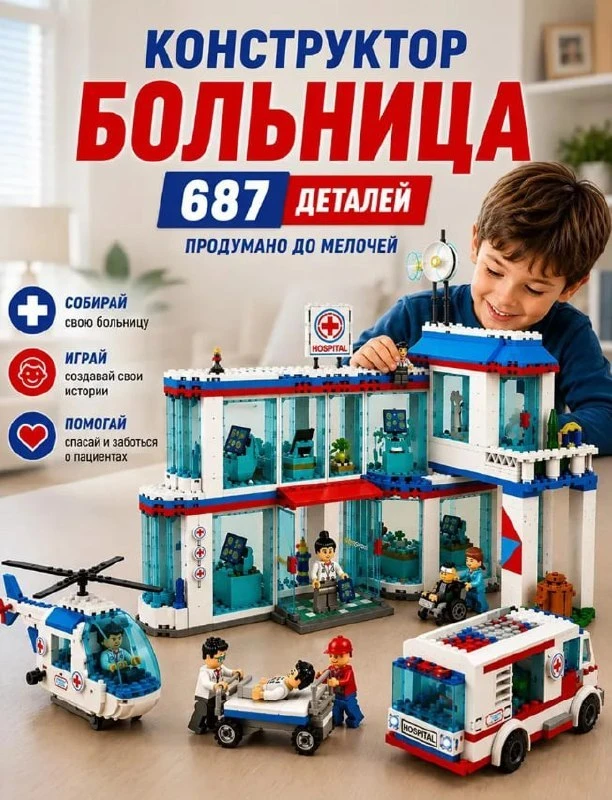 🔥Конструктор для мальчика и девочки Больница набор