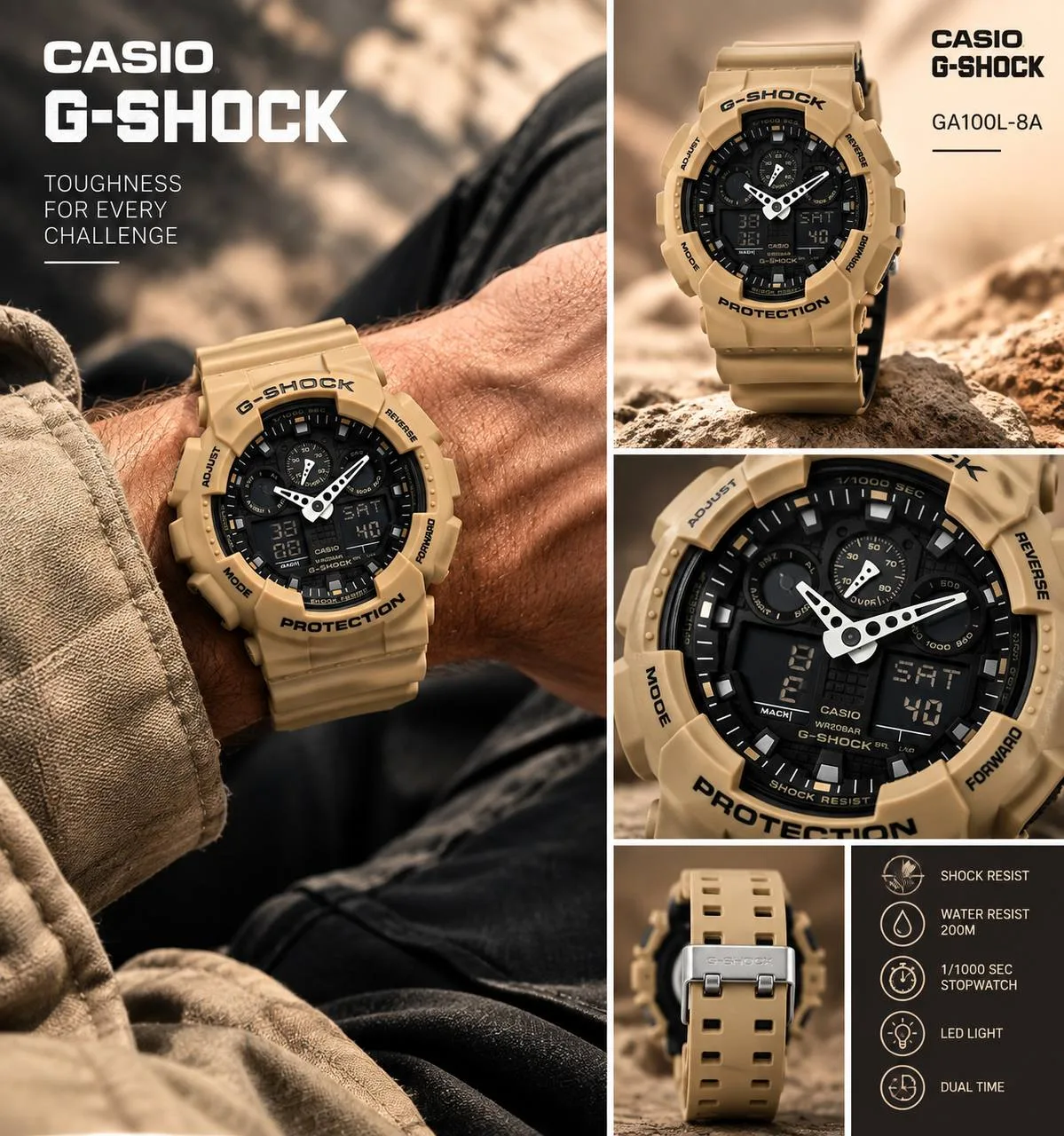 Стильные мужские часы в эффектном оттенке Sand Beige — универсальный вариант для повсед...