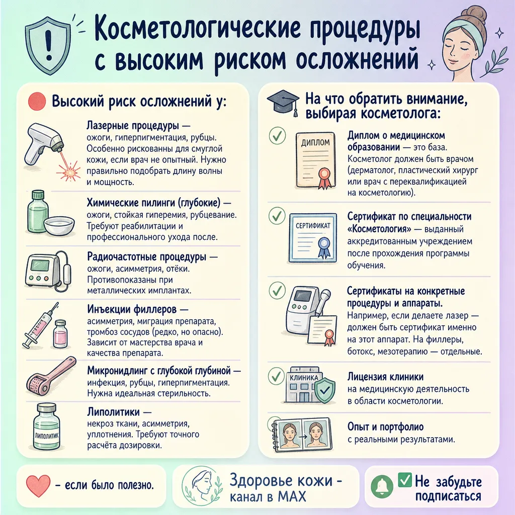Косметологические процедуры с высоким риском осложнений