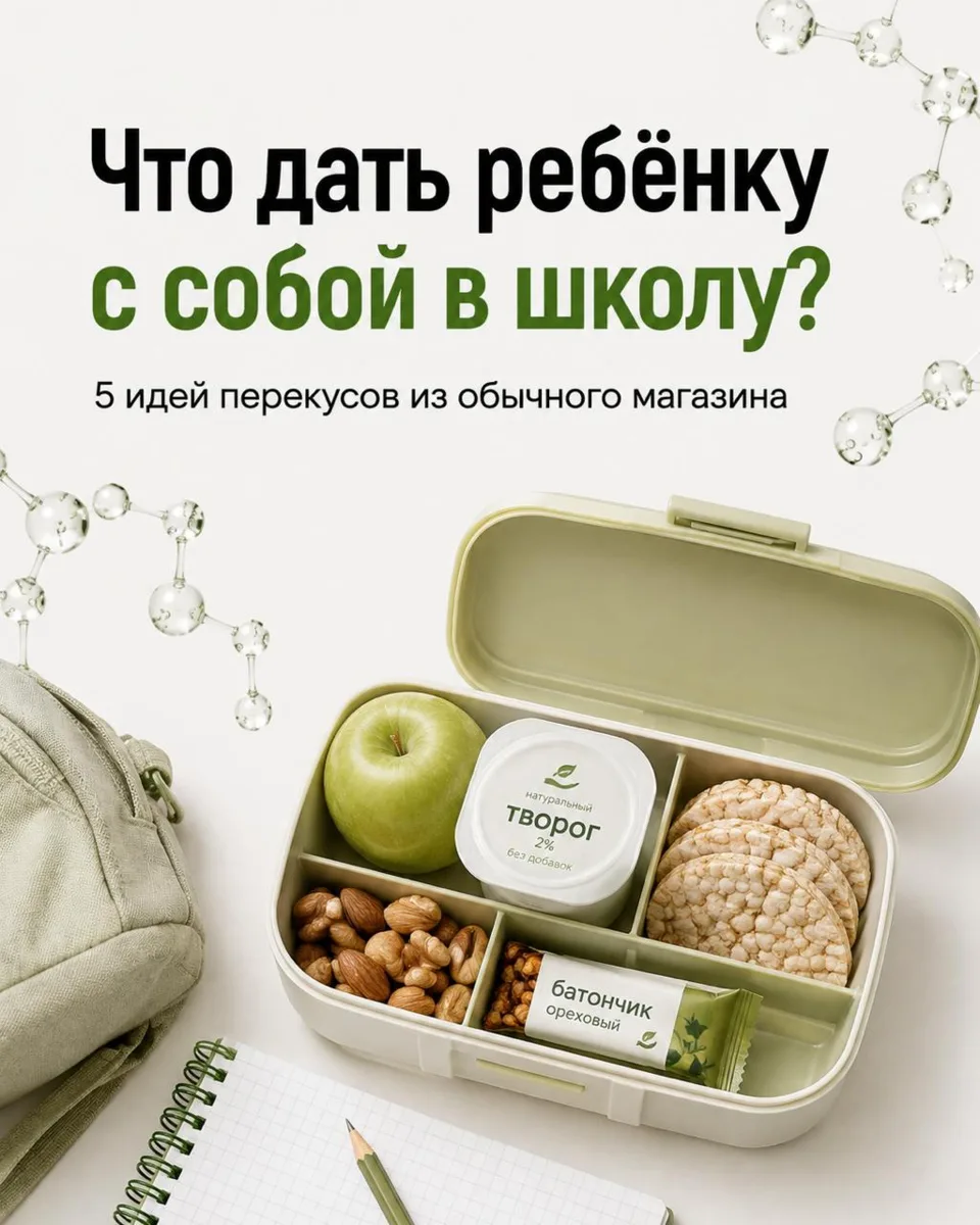🎒 Что положить ребёнку с собой в школу, если нет времени готовить отдельный перекус?